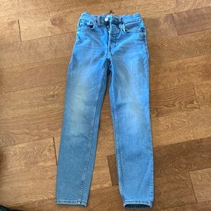 Re/Done 90’s High Rise Ankle Crop in Light Stone